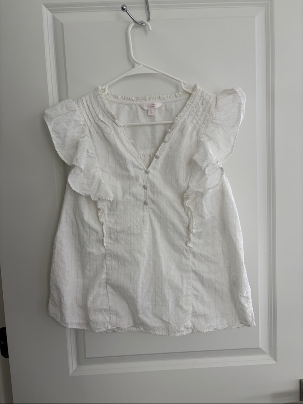 Lauren Conrad white medium ruffled top